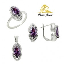 Gümüş zirkon taşlı set